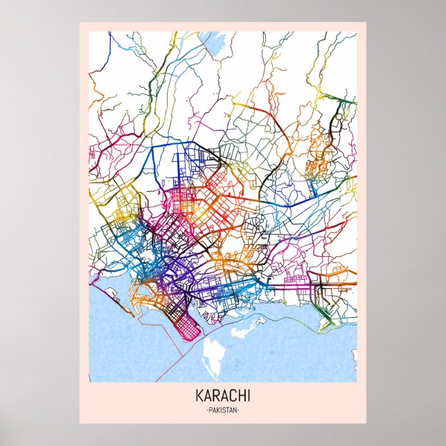 Karachi Pakistan City Map Poster (Front)