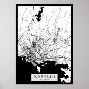 Karachi Pakistan Map Poster