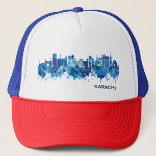 Karachi Pakistan Skyline Blue Trucker Hat