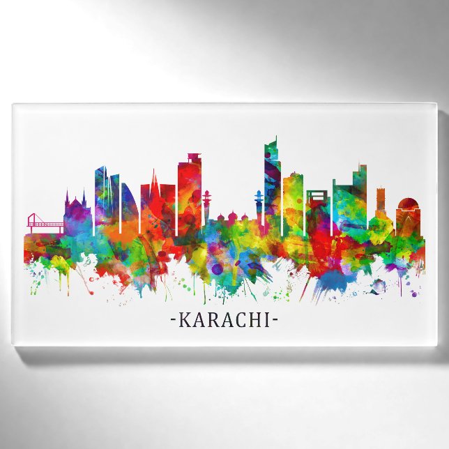 Karachi Pakistan Skyline Name Tag (Front)