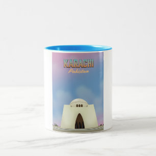 Karachi Pakistan travel poster Two-Tone Coffee Mug