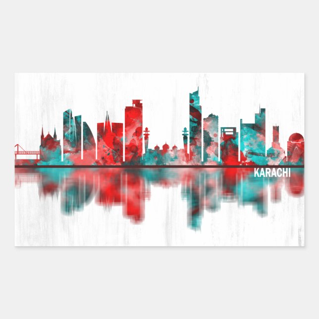 Karachi Skyline Pakistan Rectangular Sticker (Front)