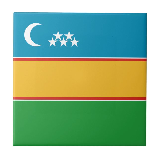 Karakalpakstan Flag Ceramic Tile (Front)