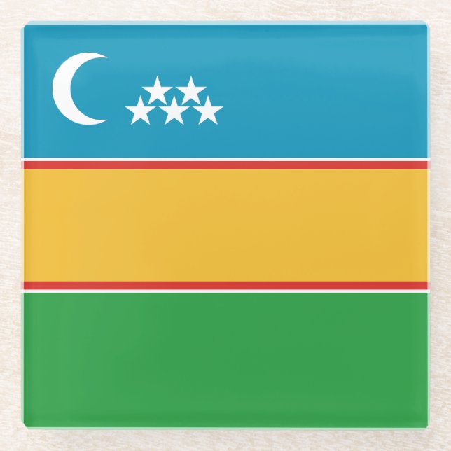 Karakalpakstan Flag Glass Coaster (Front)