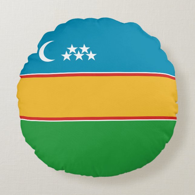 Karakalpakstan Flag Round Cushion (Front)