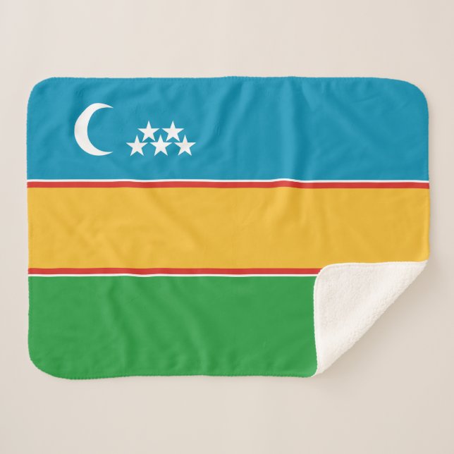 Karakalpakstan Flag Sherpa Blanket (Front (Horizontal))