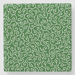 Karakusa Green and White Motive Stone Coaster