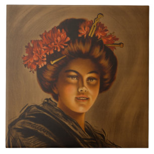 Karama: Japanese Romance Geisha Actress Ceramic Tile