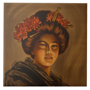 Karama: Japanese Romance Geisha Actress Ceramic Tile