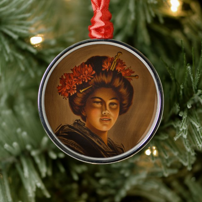 Karama: Japanese Romance Geisha Actress Metal Ornament (Tree)