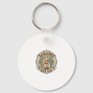 Karaoke Bar Cat Karaoke Bar Cat Vintage Vector Art Key Ring