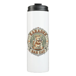 Karaoke Bar Cat Karaoke Bar Cat Vintage Vector Art Thermal Tumbler