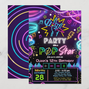 Karaoke Birthday Party like a Pop Star Invitation