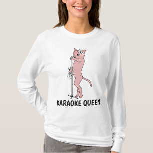 KARAOKE CAT Ladies T-shirts