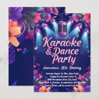 Karaoke Dance Party Social or Birthday Party Invitation