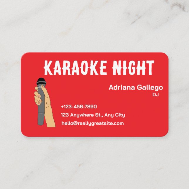 karaoke dj Business card (editable) (Front)
