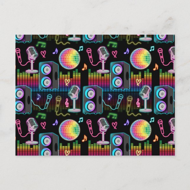Karaoke Glow Singing Music Party Holiday Postcard (Front)