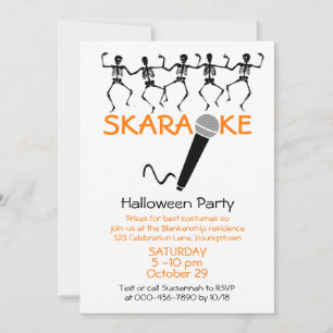 Karaoke Halloween Party Dancing Skeletons Custom Invitation