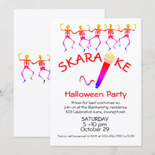 Karaoke Halloween Party Dancing Skeletons Custom Invitation