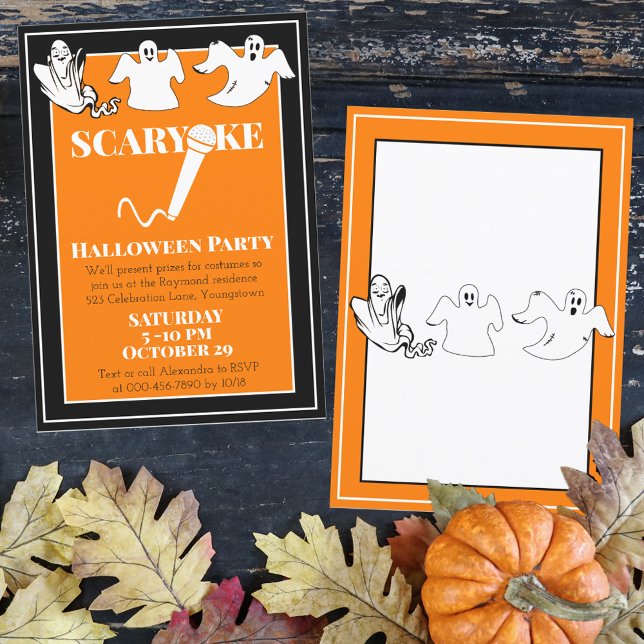 Karaoke Halloween Party Happy Ghosts Custom  Invitation (Creator Uploaded)