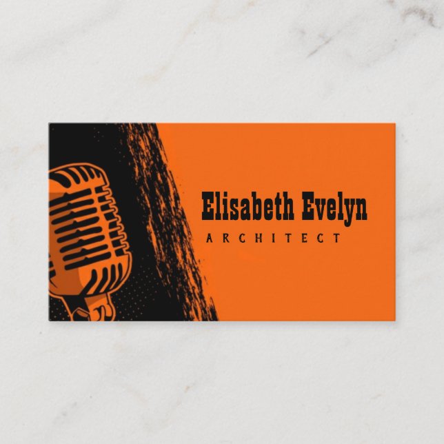 Karaoke hand drawn microphone business card (Front)