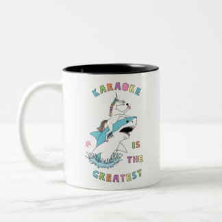 Karaoke Is The Greatest Unicorn Riding Great White Two-Tone Coffee Mug