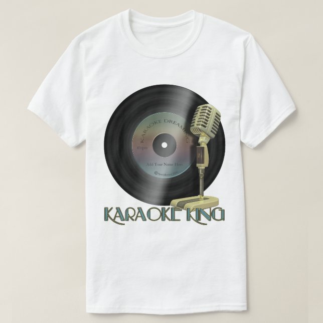 Karaoke King Personalised Record T-Shirt (Design Front)