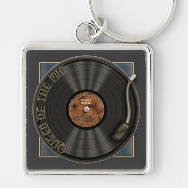 Karaoke LP Vinyl Record Premium Keychain (Front)