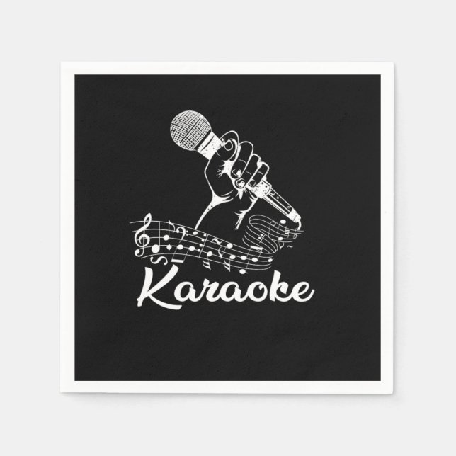 Karaoke Mic Music Notes Microphone Singing Gift Napkin (Front)
