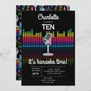 Karaoke Neon Glow Singing Music Party Birthday Invitation