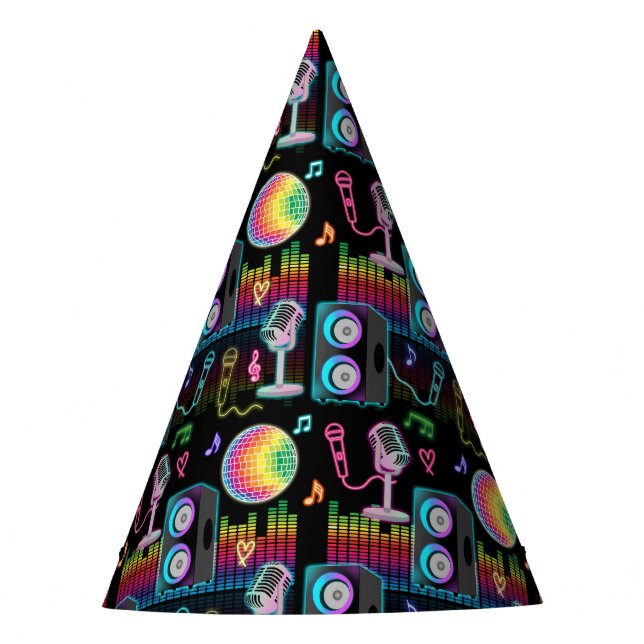 Karaoke Neon Glow Singing Music Party Party Hat (Front)
