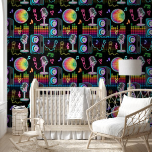 Karaoke Neon Glow Singing Music Party Wallpaper