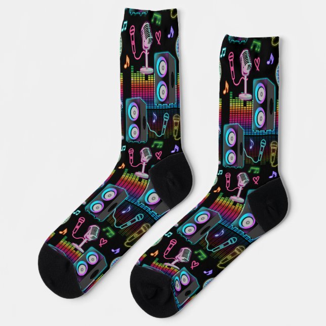 Karaoke Neon Singing Music Party Socks (Left)