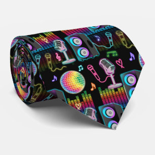 Karaoke Neon Singing Music Party Tie