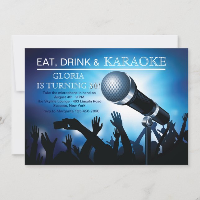 Karaoke Night Adult Birthday Party Invitation (Front)