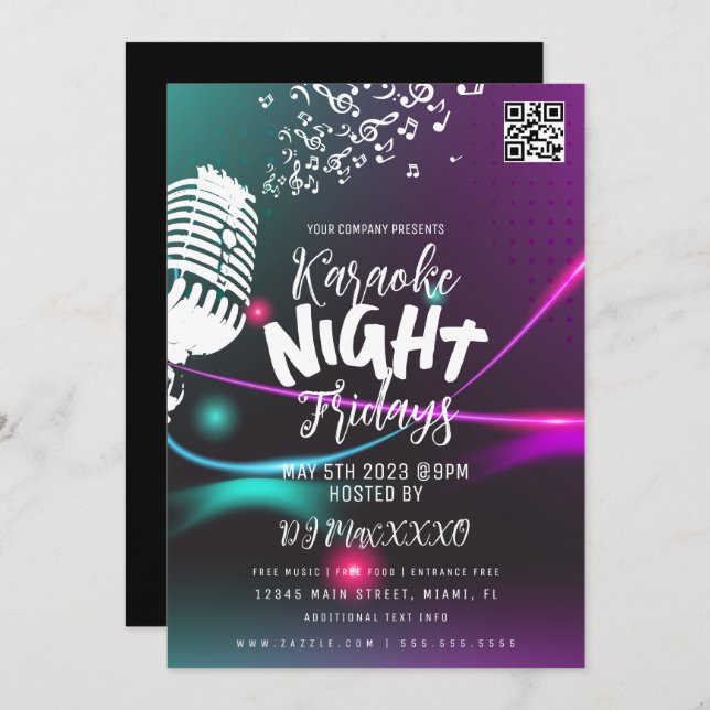 Karaoke Night Event Party Bar Club Flyer Invitation (Front/Back)