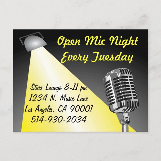 Karaoke/ Open Mic Night Postcard (Front)