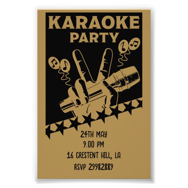 Karaoke Party Invite Photo Print (Front)