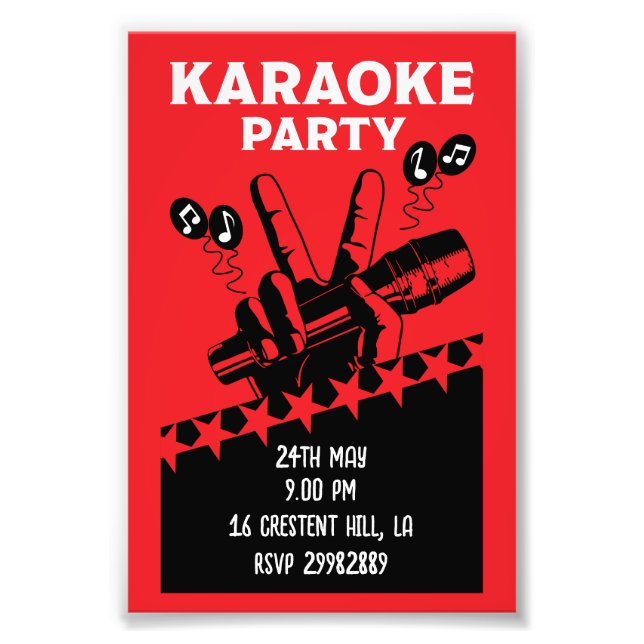 Karaoke Party Invite Photo Print (Front)