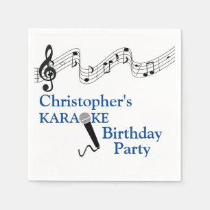 Karaoke Party Musical Scale Microphone Blue Napkin