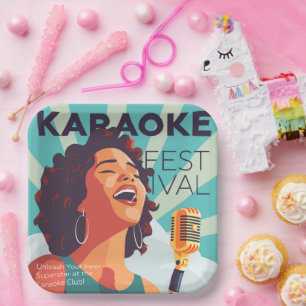 Karaoke party show paper plate