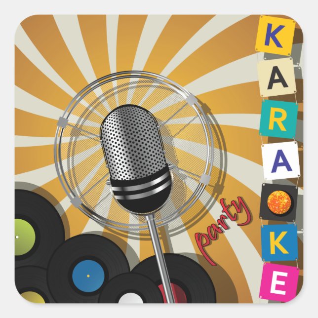 Karaoke Party Singing Square Sticker (Front)