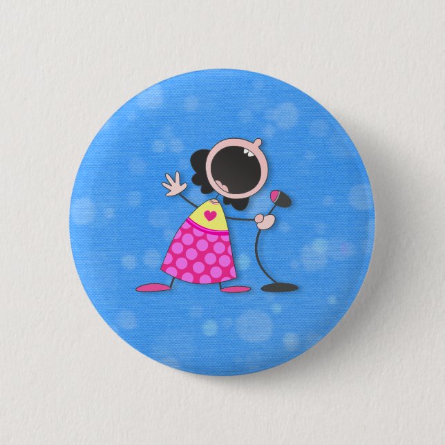 karaoke queen-blue 6 cm round badge (Front)