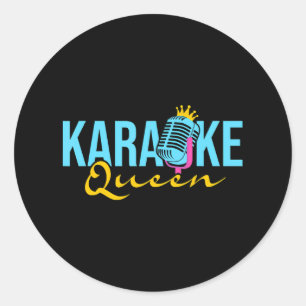 Karaoke Queen Microphone Singing Music Lover Classic Round Sticker