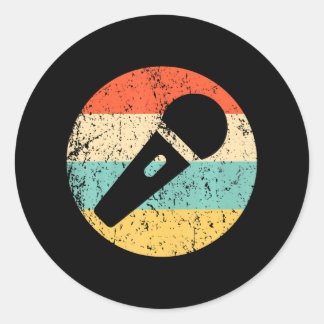 Karaoke Singer Microphone Classic Round Sticker