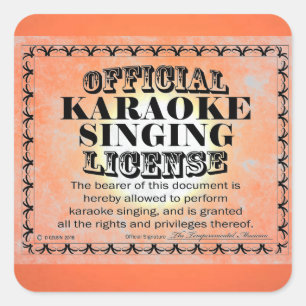 Karaoke Singing License Square Sticker