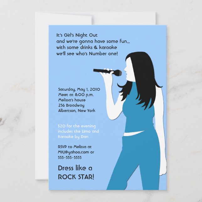 KARAOKE Singing Party Girls Night Out Birthday Invitation (Front)