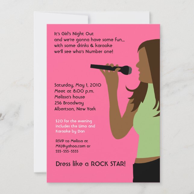 KARAOKE Singing Party Girls Night Out Birthday Invitation (Front)