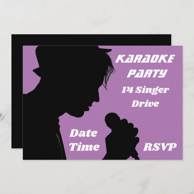 Karaoke singing retro party theme invitation (Front/Back)