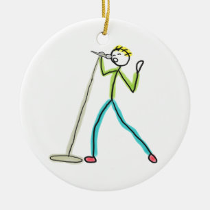 Karaoke Singing Stickman Ceramic Ornament